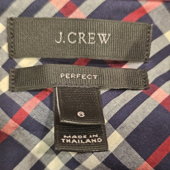 J. Crew Womens Lightweight Perfect Button Up Red White Blue Plaid Shirt - Picture 5 of 6